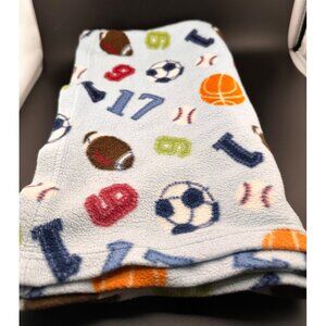 Beansprout RARE Vtg Sports‎ light fleece baby security blanket lovey soccer blue